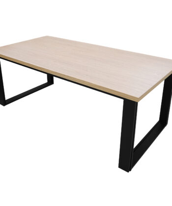 ASTORIA Oak Laminate Extendable Dining Table with Matte Black Industrial Steel Frame (140-340 × 80-100 × 76 cm)