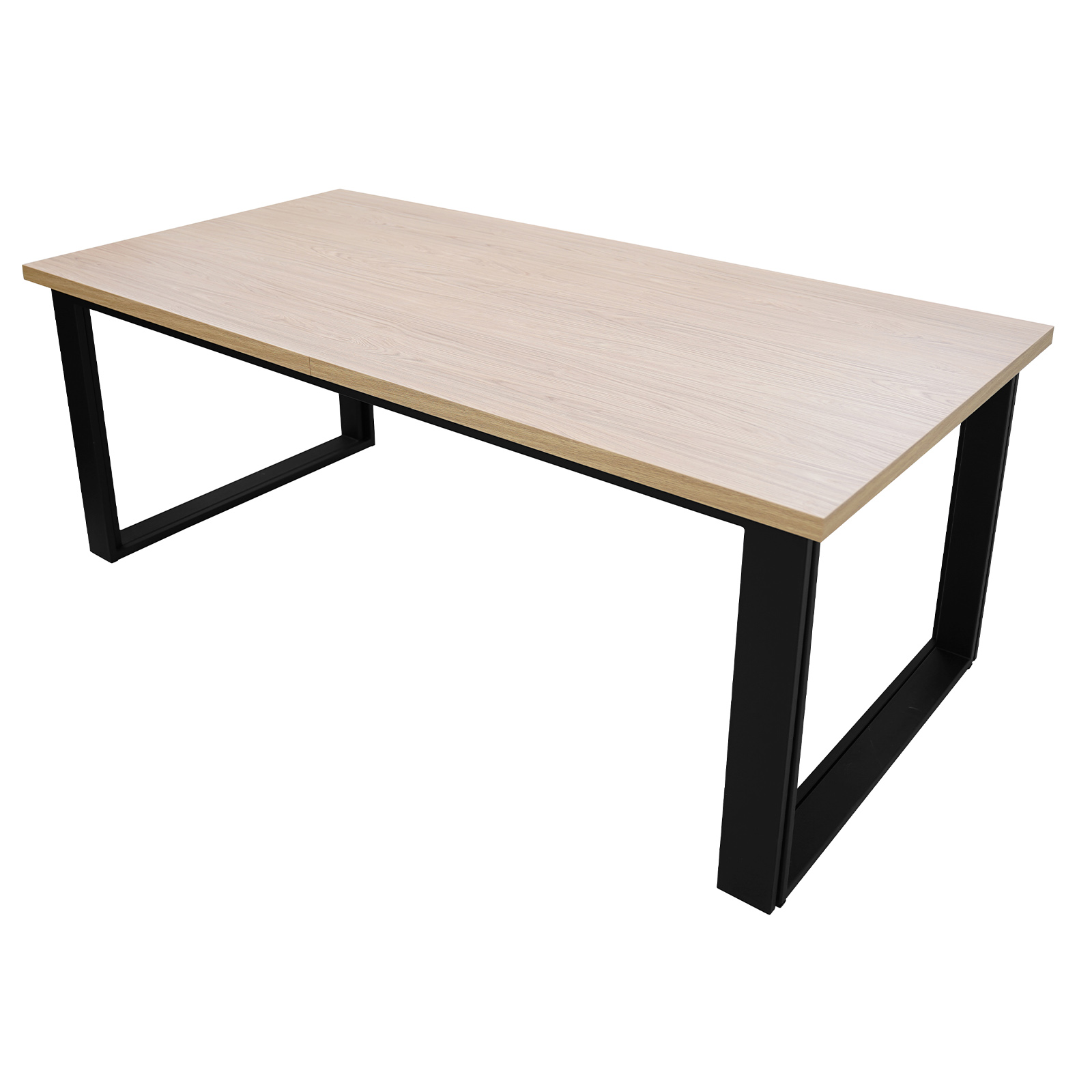 ASTORIA Oak Laminate Extendable Dining Table with Matte Black Industrial Steel Frame (140-340 × 80-100 × 76 cm)