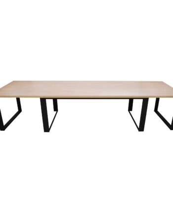 ASTORIA Oak Laminate Extendable Dining Table with Matte Black Industrial Steel Frame (140-340 × 80-100 × 76 cm)