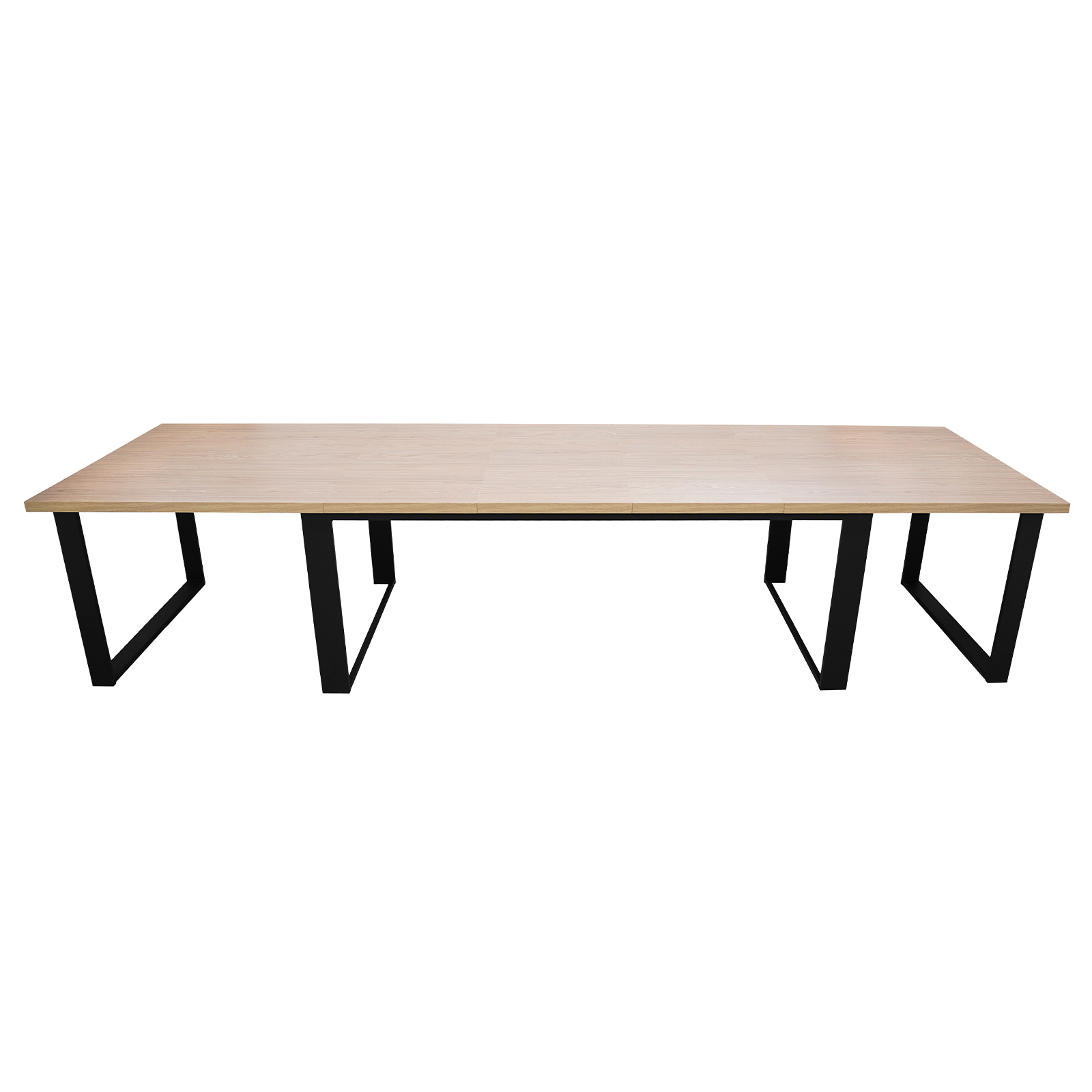 ASTORIA Oak Laminate Extendable Dining Table with Matte Black Industrial Steel Frame (140-340 × 80-100 × 76 cm)