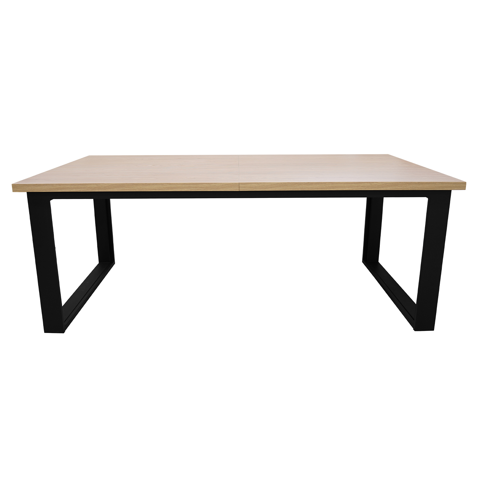 ASTORIA Oak Laminate Extendable Dining Table with Matte Black Industrial Steel Frame (140-340 × 80-100 × 76 cm)