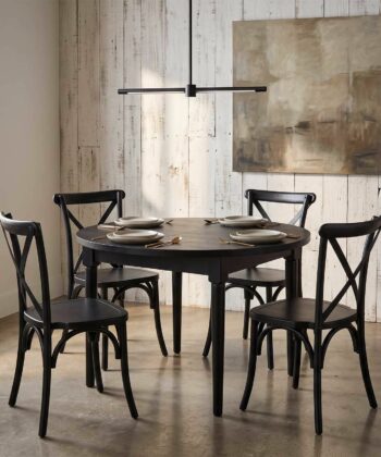 ASTORIA Matte Black Solid Beech Cross-Back Dining Chair (44 × 47 × 90 cm)