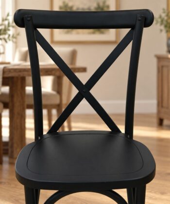 ASTORIA Matte Black Solid Beech Cross-Back Dining Chair (44 × 47 × 90 cm)