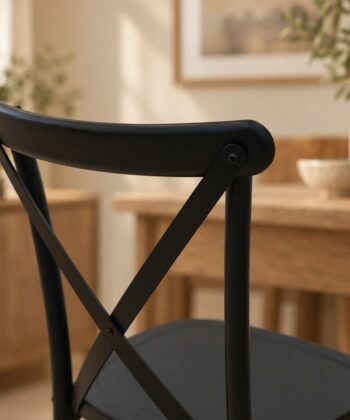 ASTORIA Matte Black Solid Beech Cross-Back Dining Chair (44 × 47 × 90 cm)