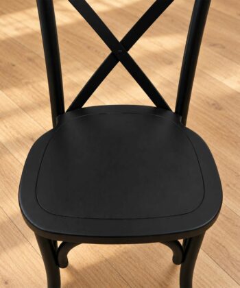 ASTORIA Matte Black Solid Beech Cross-Back Dining Chair (44 × 47 × 90 cm)