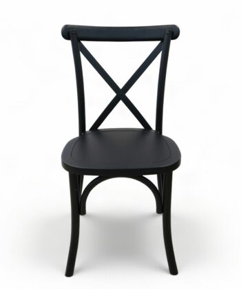 ASTORIA Matte Black Solid Beech Cross-Back Dining Chair (44 × 47 × 90 cm)