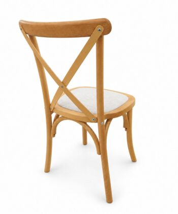 VERONA Natural Beech Wood Cross Back Dining Chair with Grey Chenille Upholstered Seat (44 × 47 × 90 cm)