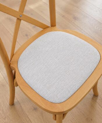 VERONA Natural Beech Wood Cross Back Dining Chair with Grey Chenille Upholstered Seat (44 × 47 × 90 cm)