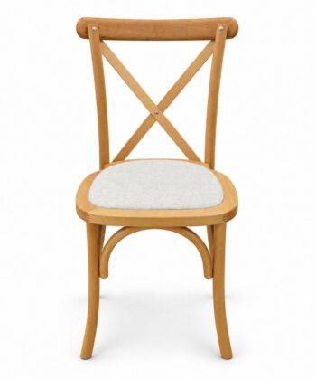 VERONA Natural Beech Wood Cross Back Dining Chair with Grey Chenille Upholstered Seat (44 × 47 × 90 cm)