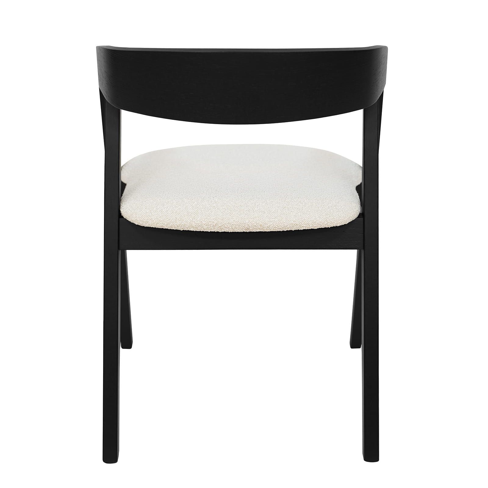 Noir Oak Upholstered Dining Chair – Beige Chenille Seat with Armrests (56 × 58 × 81 cm)