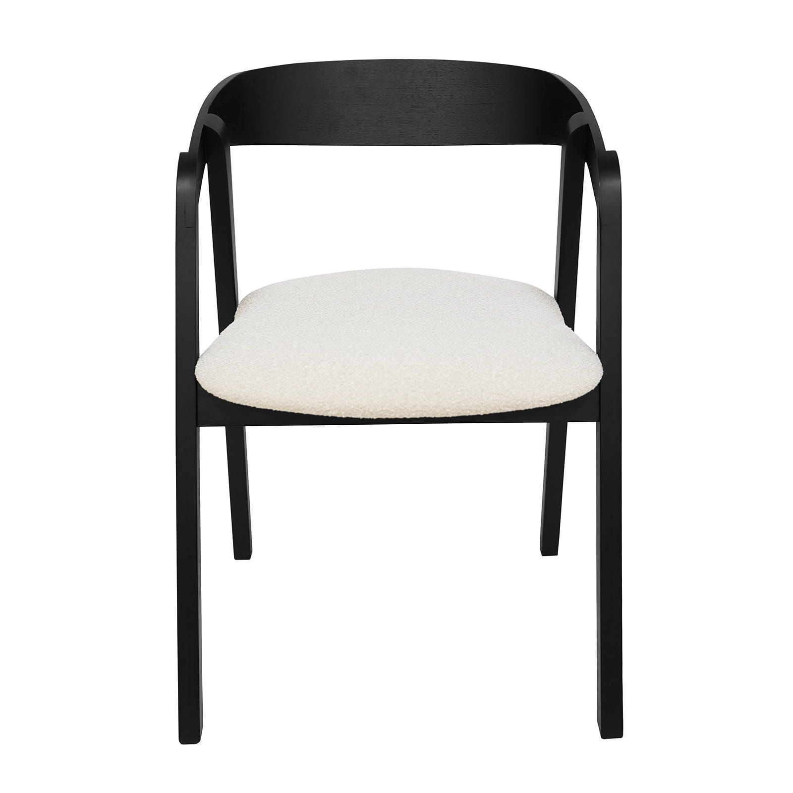 Noir Oak Upholstered Dining Chair – Beige Chenille Seat with Armrests (56 × 58 × 81 cm)
