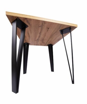 ASTORIA Square Industrial Dining Table in Wotan Oak Laminate with Matte Black Steel Legs (90 × 90 × 76 cm)