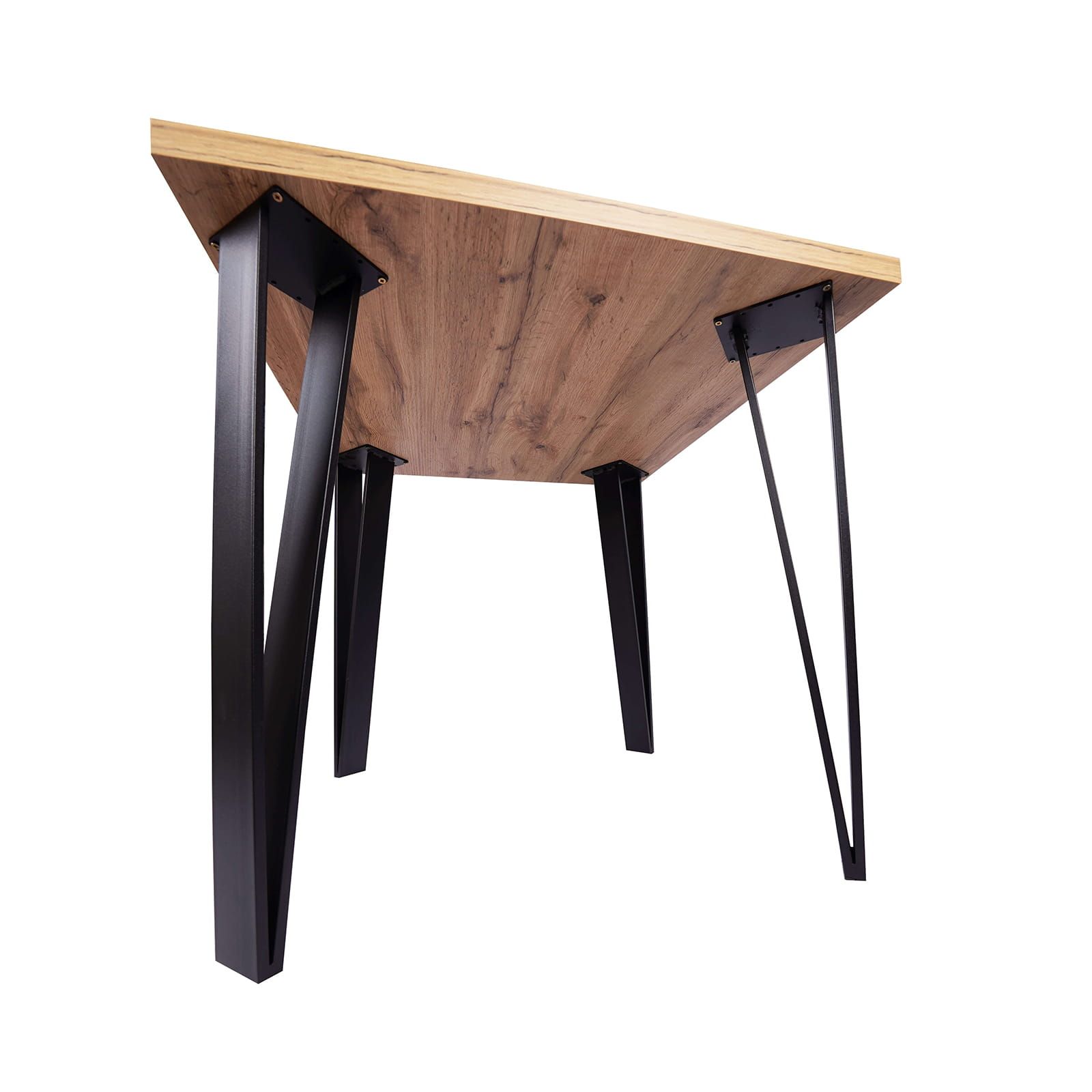 ASTORIA Square Industrial Dining Table in Wotan Oak Laminate with Matte Black Steel Legs (90 × 90 × 76 cm)