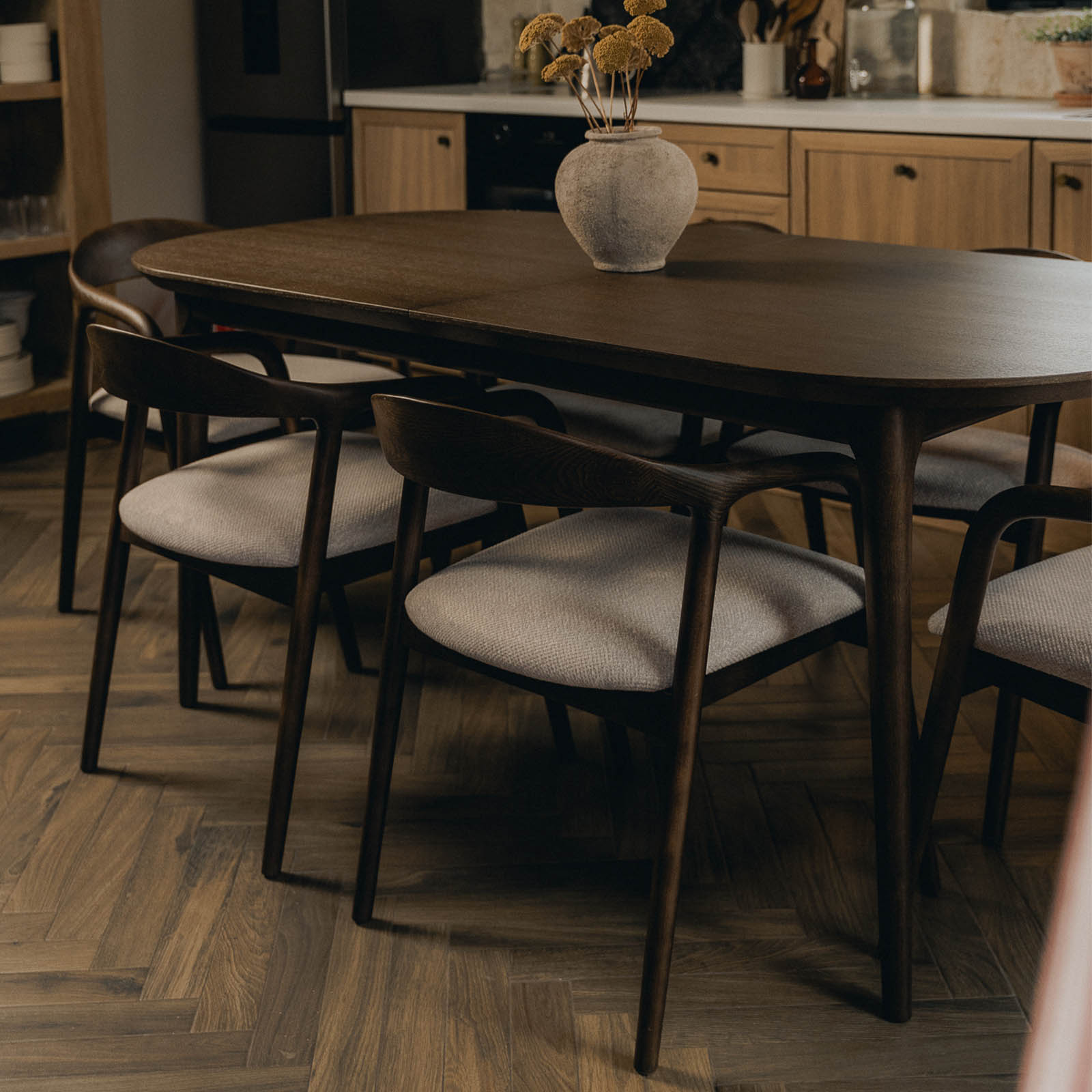ST-85 Walnut Lagos Natural Veneer Extending Dining Table (160-200 × 80-100 × 77 cm)