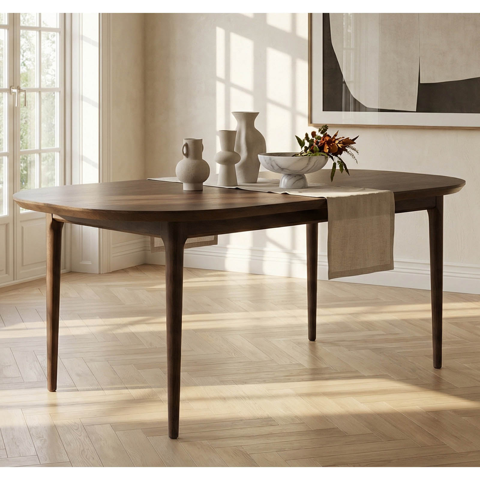 ST-85 Walnut Lagos Natural Veneer Extending Dining Table (160-200 × 80-100 × 77 cm)