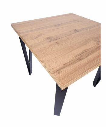 ASTORIA Square Industrial Dining Table in Wotan Oak Laminate with Matte Black Steel Legs (90 × 90 × 76 cm)