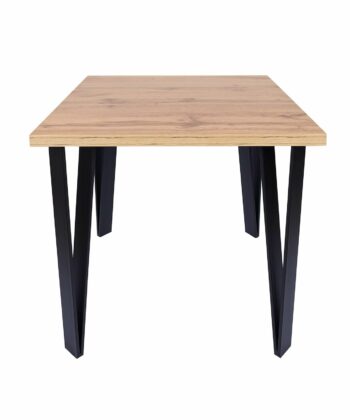 ASTORIA Square Industrial Dining Table in Wotan Oak Laminate with Matte Black Steel Legs (90 × 90 × 76 cm)