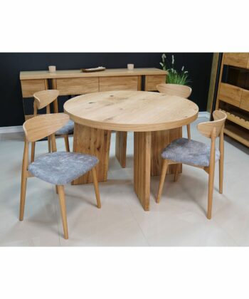 AMALFI Extending Round Oak Dining Table with Sculptural Pedestal Base (Ø 120 / Ø 130 / Ø 140 cm — Extends to 220–240 cm)