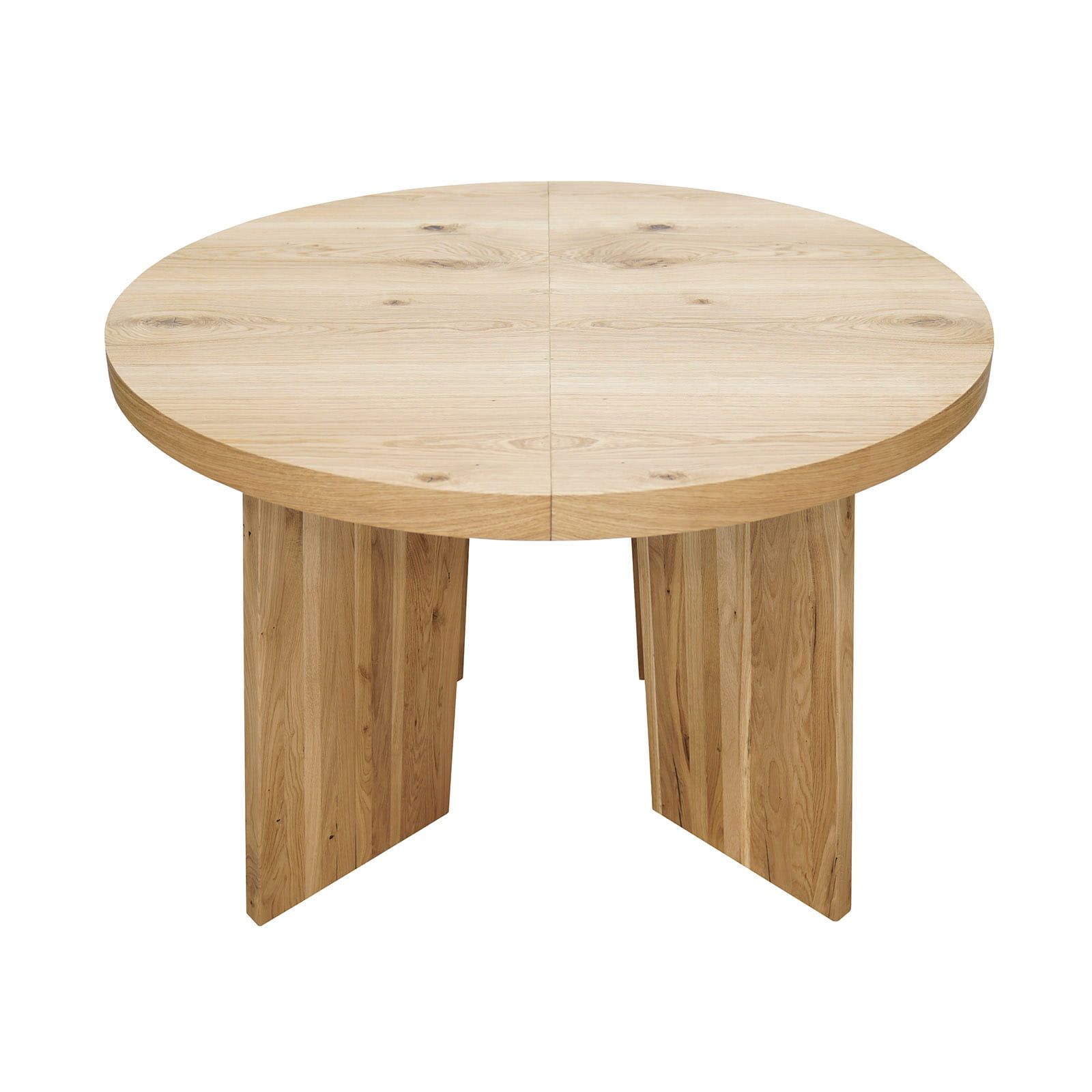 ASTORIA Extending Round Oak Dining Table with Sculptural Pedestal Base (120-220 × 120 × 76 cm)