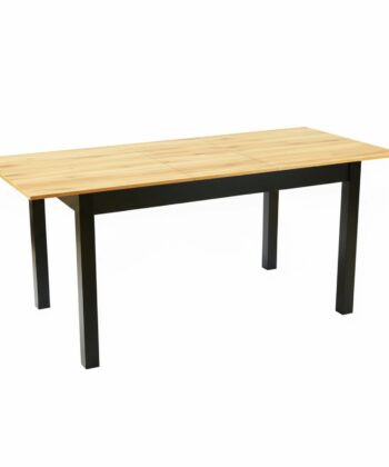 WotanExtend Black Oak Dining Table 140×80+40CM in Wotan Oak Laminate with Solid Beech Frame (140-180 × 80 × 75 cm)