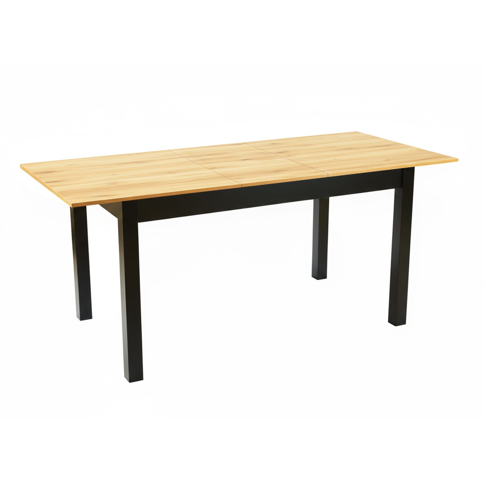 WotanExtend Black Oak Dining Table 140×80+40CM in Wotan Oak Laminate with Solid Beech Frame (140-180 × 80 × 75 cm)