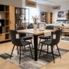 ASTORIA Square Industrial Dining Table in Wotan Oak Laminate with Matte Black Steel Legs (90 × 90 × 76 cm)