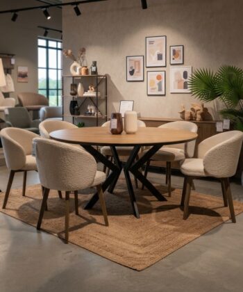 RANDI Golden Oak Laminate Round Extending Dining Table (100-176 × 100 × 76 cm)