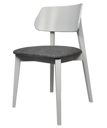 VALENCIA Light Grey Wood Dining Chair with Charcoal Textured Upholstery (48 &times; 48 &times; 80 cm)