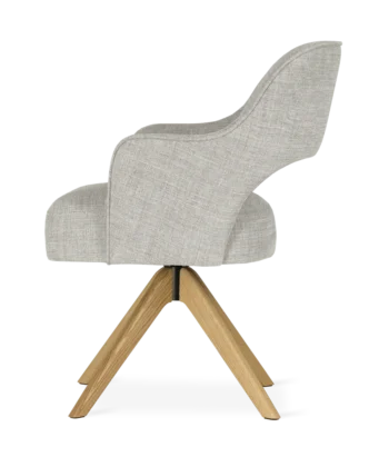 AVELLINO Upholstered 360° Swivel Dining & Office Armchair with Solid Wood Base (60 × 66 × 81 cm)