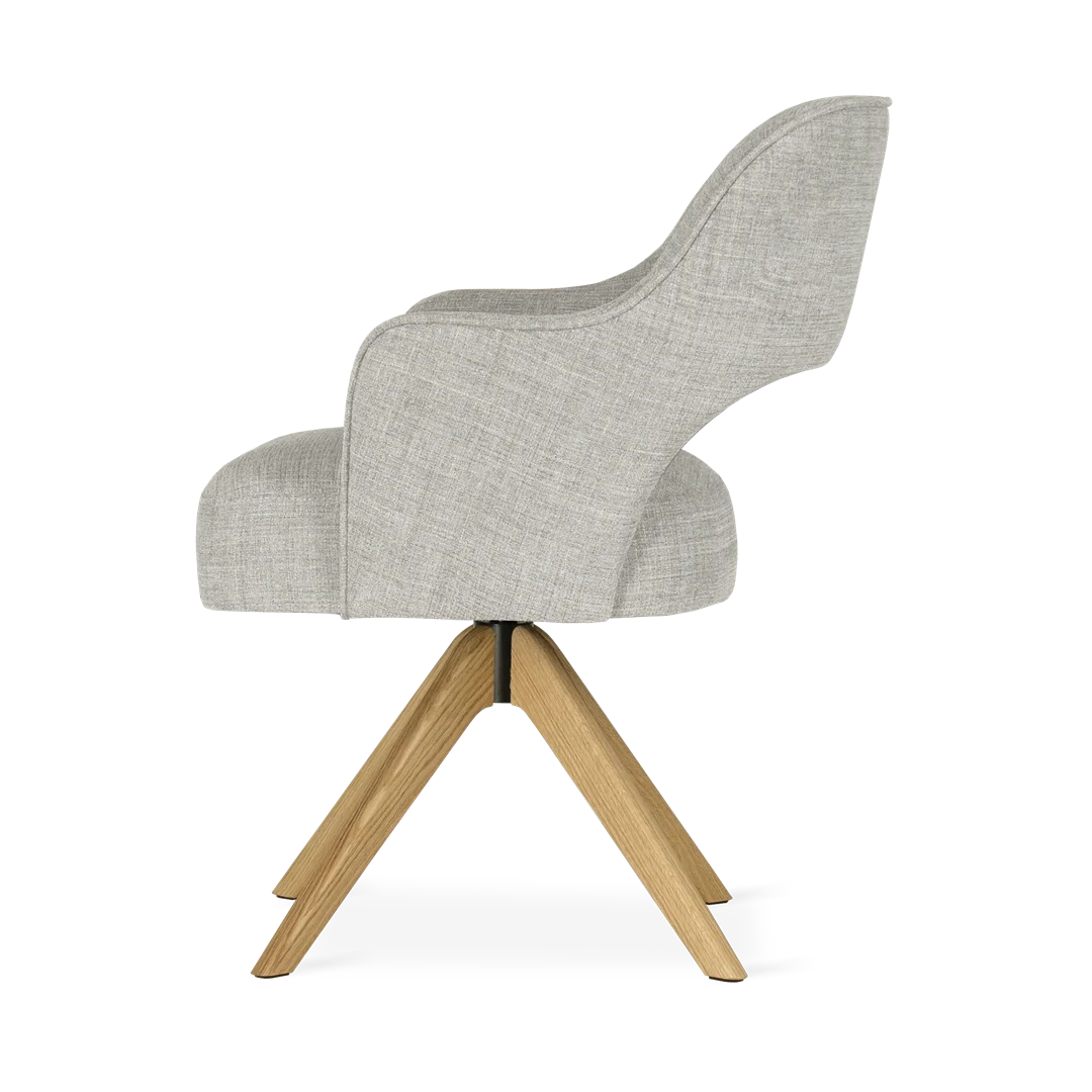 AVELLINO Upholstered 360° Swivel Dining & Office Armchair with Solid Wood Base (60 × 66 × 81 cm)
