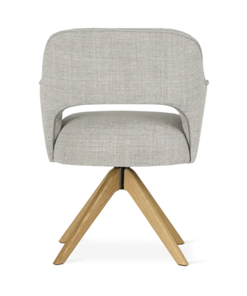 AVELLINO Upholstered 360° Swivel Dining & Office Armchair with Solid Wood Base (60 × 66 × 81 cm)