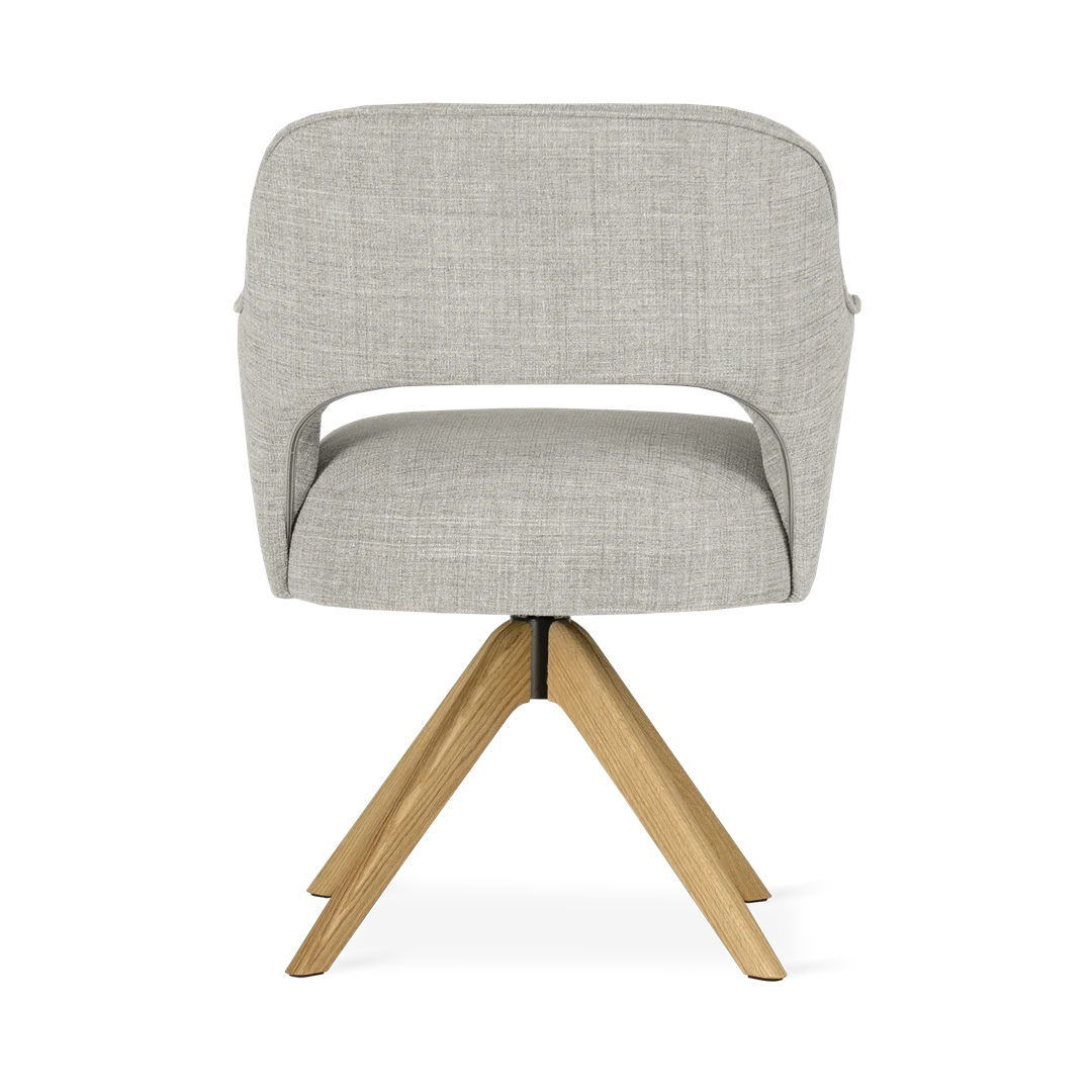 AVELLINO Upholstered 360° Swivel Dining & Office Armchair with Solid Wood Base (60 × 66 × 81 cm)