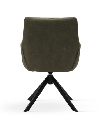 RAPALLO Upholstered 360° Swivel Dining & Office Armchair in Emerald Green Bull Fabric (62 × 62 × 85 cm)