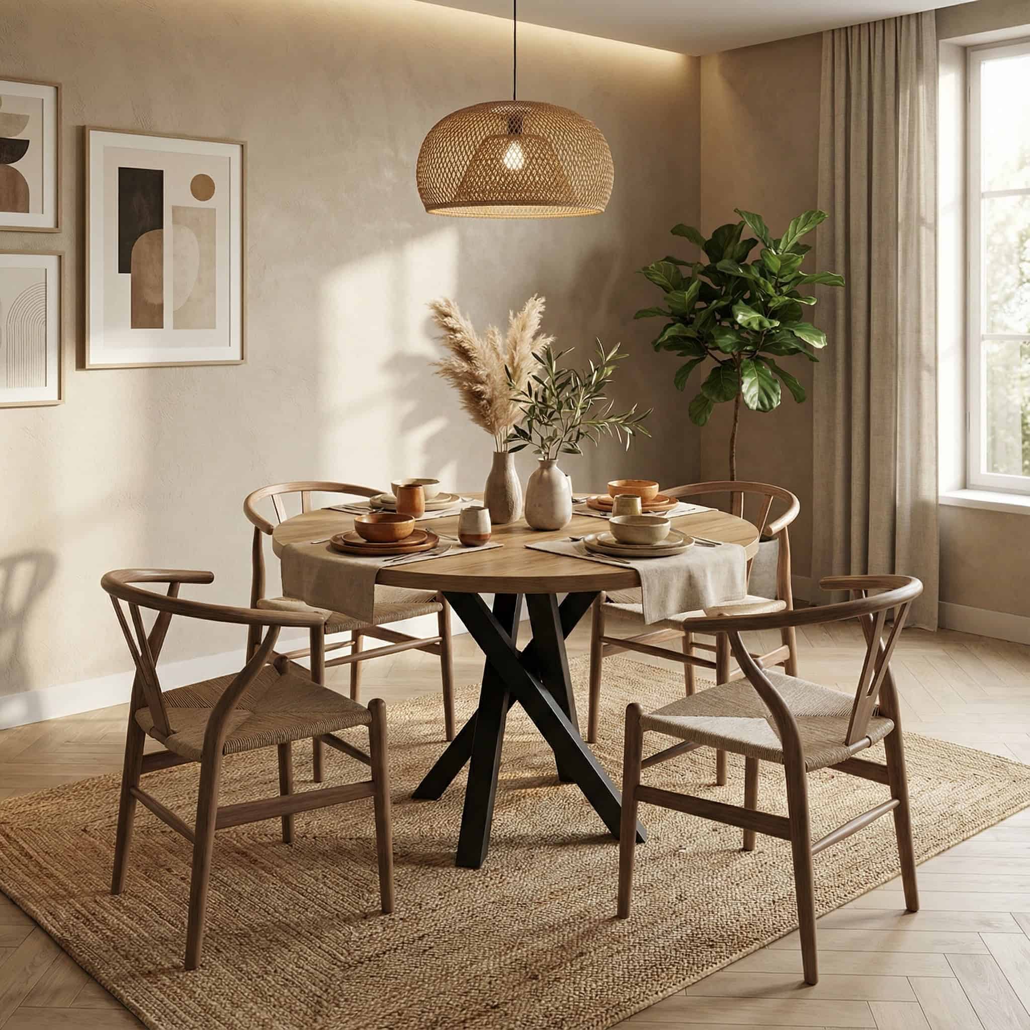 Moniq Round Extendable Table fi 100+40 Loft Style Laminated Top Artisan Oak and Matte Black Steel 100-140 × 100 × 75 cm