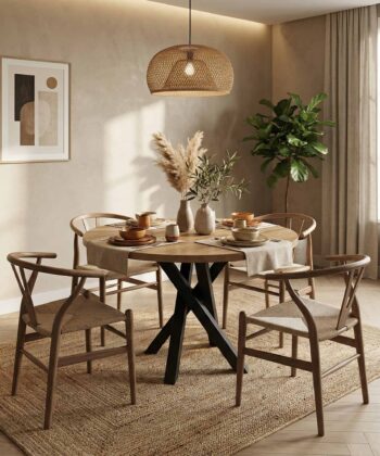 Moniq Round Extendable Table fi 100+40 Loft Style Laminated Top