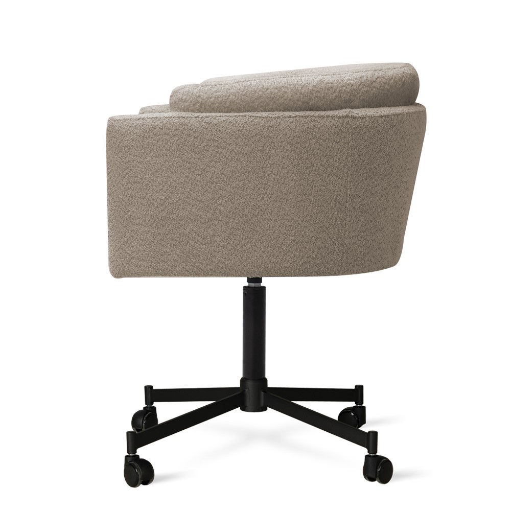 TROPEA Upholstered 360° Swivel Dining & Office Armchair with Cross Wheels Base (64 × 65 × 50 cm)