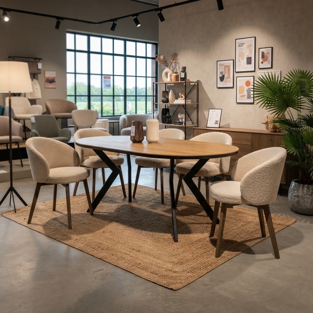 RANDI Golden Oak Laminate Round Extending Dining Table (100-176 × 100 × 76 cm)