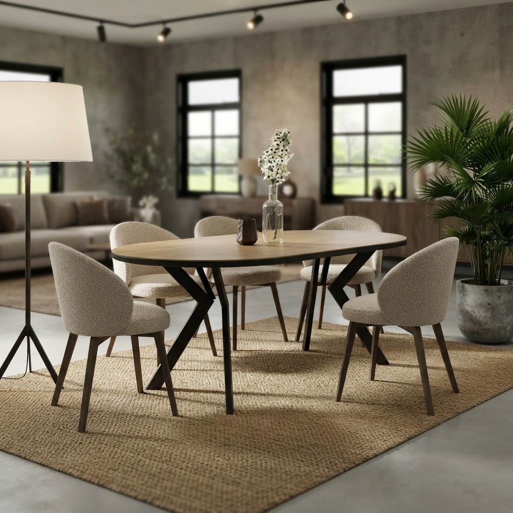 RANDI Golden Oak Laminate Round Extending Dining Table (100-176 × 100 × 76 cm)