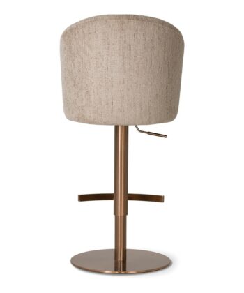 CASORIA Taupe Textured Fabric Swivel Bar Stool with Brushed Bronze Gold Pedestal (55 × 62 × 91-116 cm)