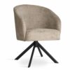 CASORIA Beige Textured Fabric Swivel Dining Chair with Matte Black Steel Base (58 × 65 × 83 cm)