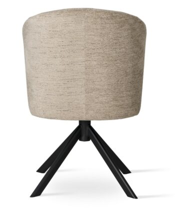 CASORIA Beige Textured Fabric Swivel Dining Chair with Matte Black Steel Base (58 × 65 × 83 cm)