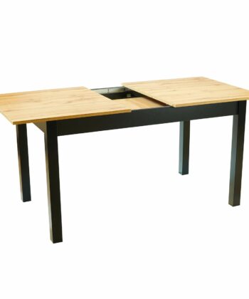 WotanExtend Black Oak Dining Table 140×80+40CM in Wotan Oak Laminate with Solid Beech Frame (140-180 × 80 × 75 cm)