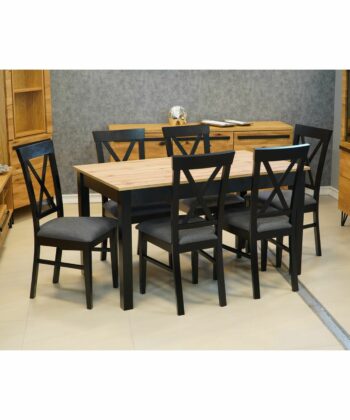 WotanExtend Black Oak Dining Table 140×80+40CM in Wotan Oak Laminate with Solid Beech Frame (140-180 × 80 × 75 cm)