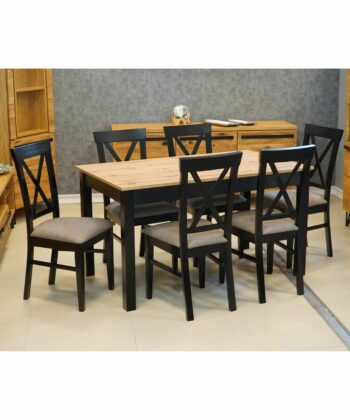 WotanExtend Black Oak Dining Table 140×80+40CM in Wotan Oak Laminate with Solid Beech Frame (140-180 × 80 × 75 cm)