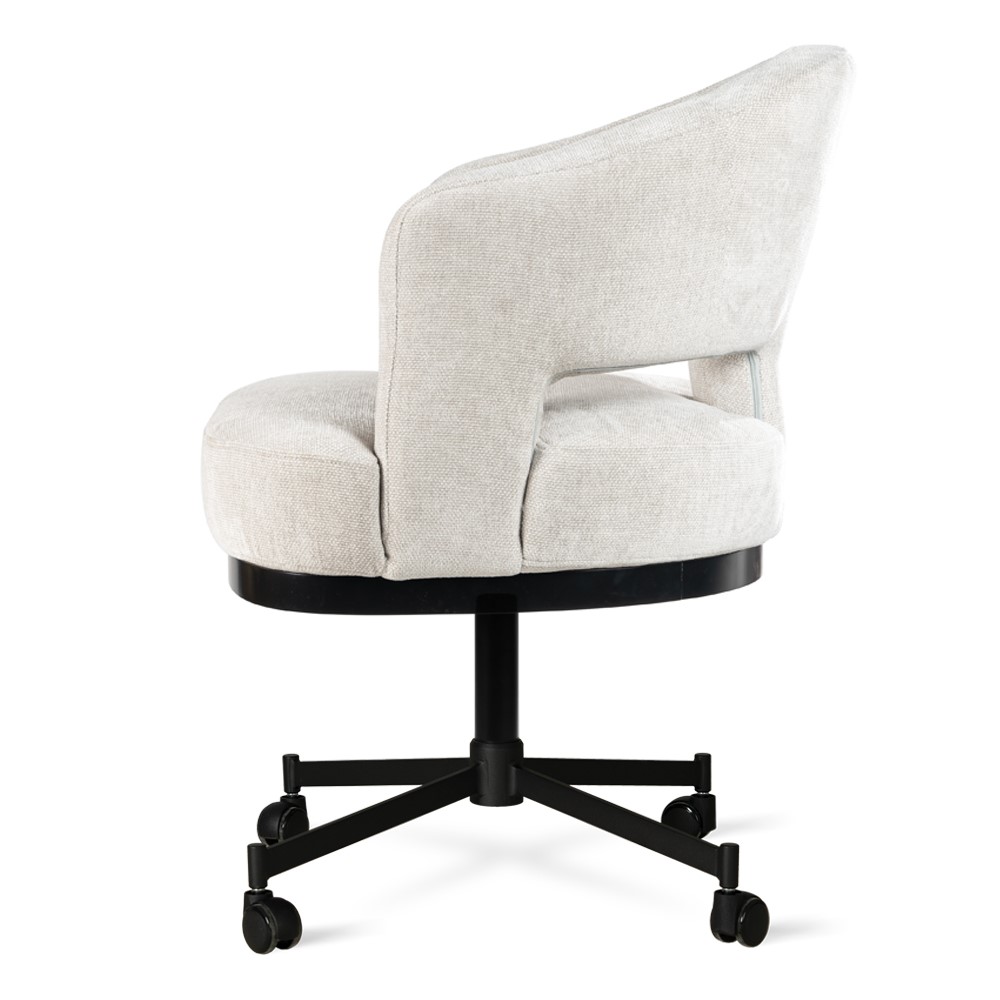 CEFALU Upholstered 360° Swivel Dining & Office Armchair with Black Wheel Base (68 × 70 × 80 cm)