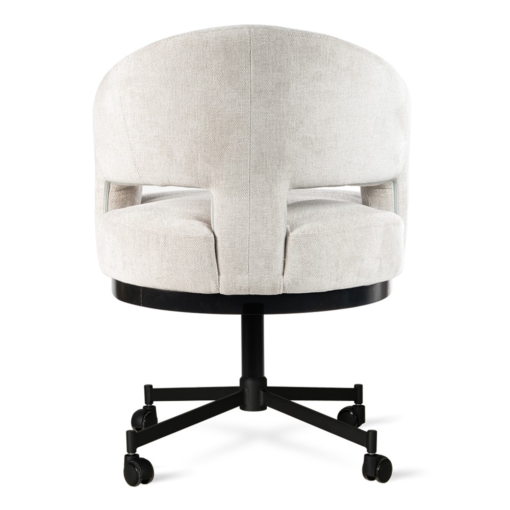 CEFALU Upholstered 360° Swivel Dining & Office Armchair with Black Wheel Base (68 × 70 × 80 cm)