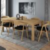 VALENCIA Natural Oak Extendable Dining Table with Solid Timber Frame (120-220 × 80-90 × 75 cm)