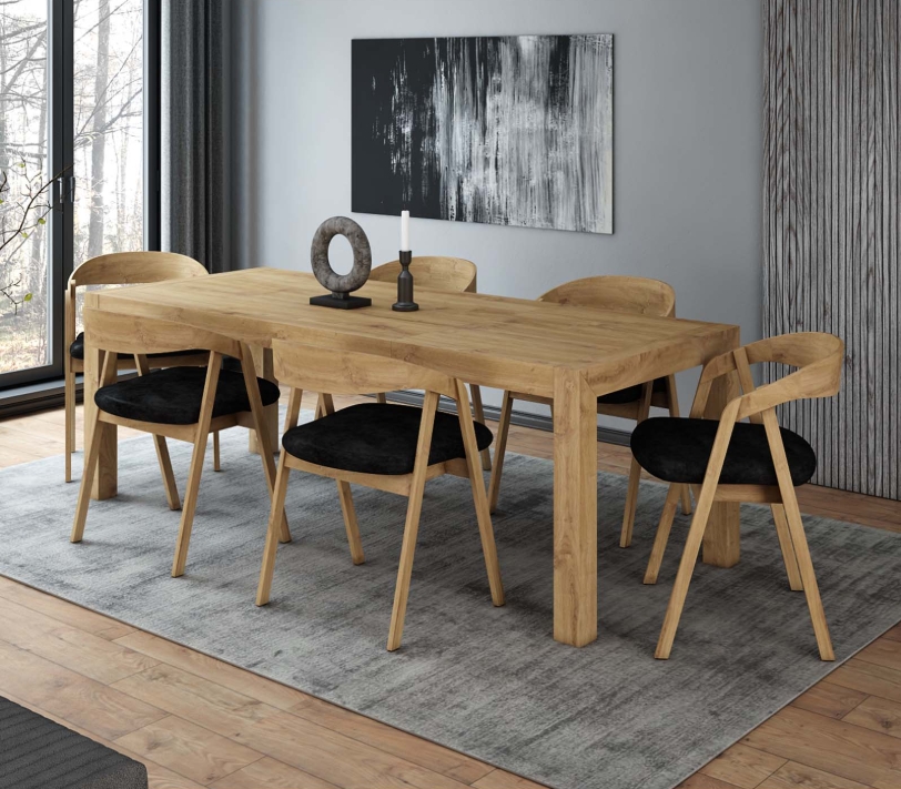VALENCIA Natural Oak Extendable Dining Table with Solid Timber Frame (120-220 × 80-90 × 75 cm)