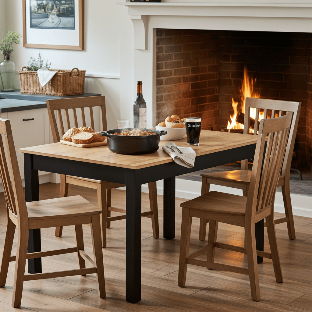 WotanExtend Black Oak Dining Table 140×80+40CM in Wotan Oak Laminate with Solid Beech Frame (140-180 × 80 × 75 cm)